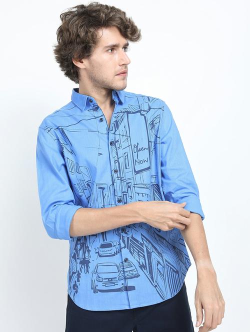men long sleeved printed casual shirt - 21487412 - Very Small Image - 1