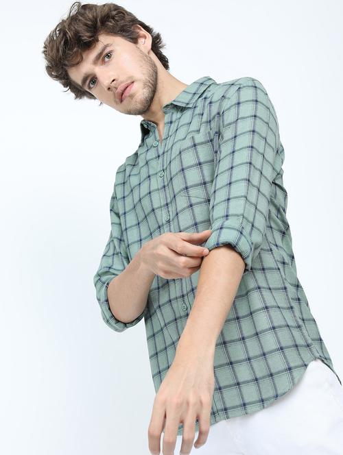 men long sleeved checkered casual shirt - 21487431 - Very Small Image - 1