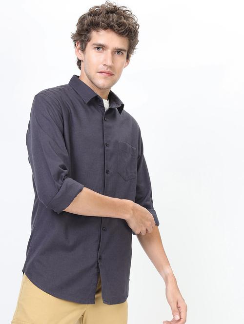 men long sleeved solid casual shirt - 21487447 - Very Small Image - 1