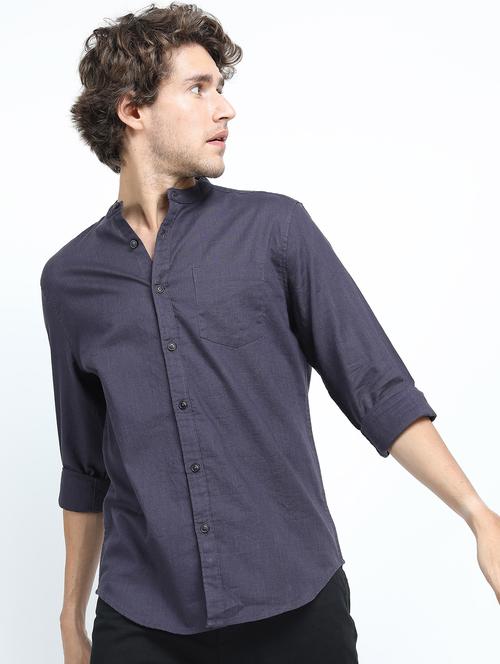 men long sleeved solid casual shirt - 21487454 - Very Small Image - 1
