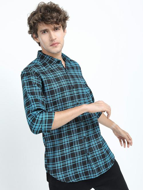 men long sleeved checkered casual shirt - 21487534 - Very Small Image - 1