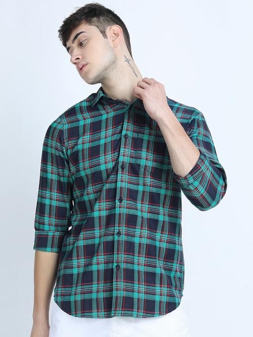 men long sleeved checkered casual shirt - 21487539 - Very Small Image - 1