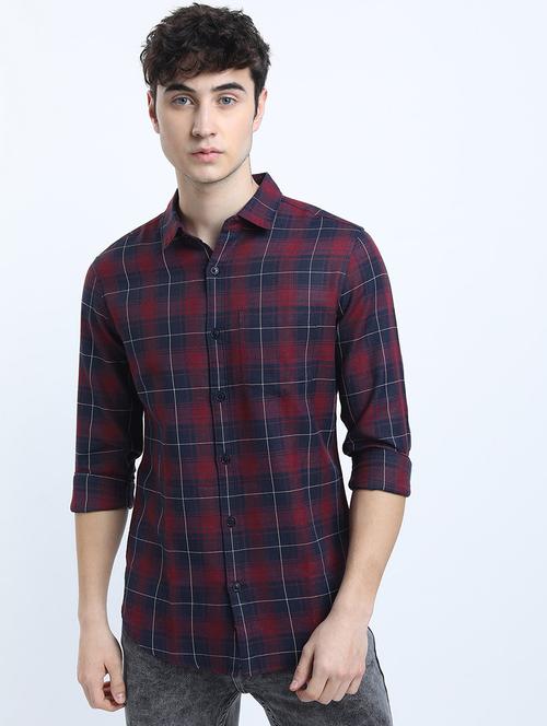 men long sleeved checkered casual shirt - 21487543 - Very Small Image - 1