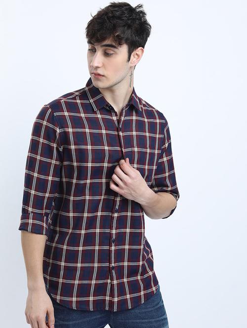 men collared checks casual shirt - 21487550 - Very Small Image - 1