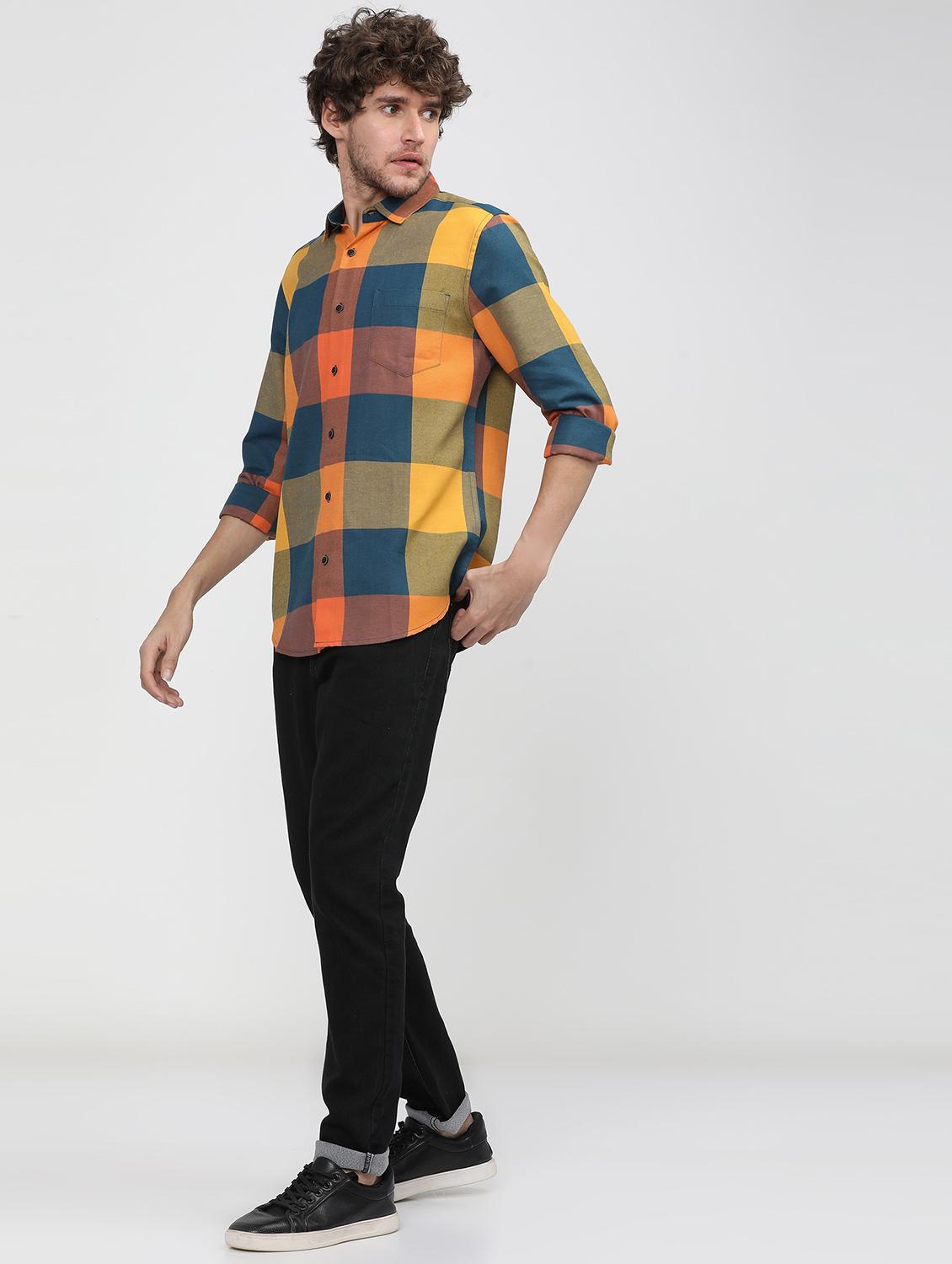men collared checks casual shirt - 21487599 - Standard Image - 4
