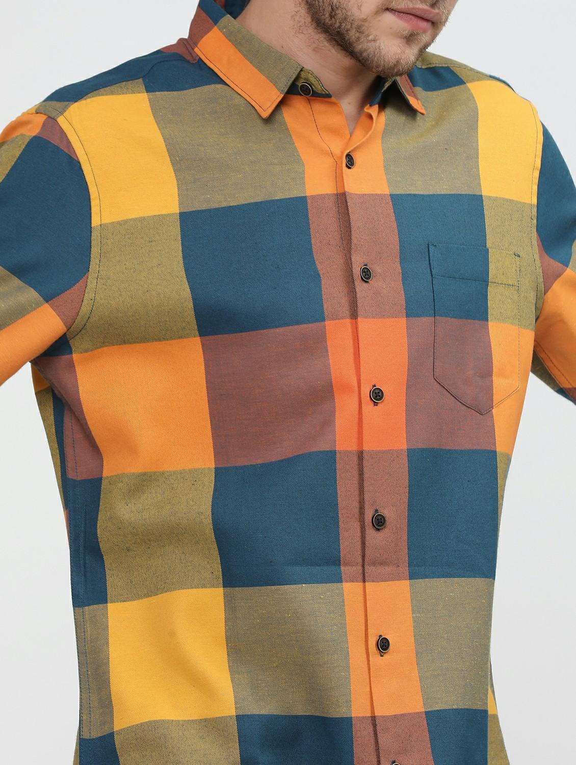 men collared checks casual shirt - 21487599 - Standard Image - 5