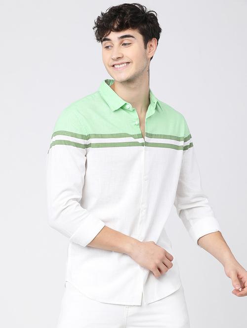 men collared color block casual shirt - 21487649 - Very Small Image - 1