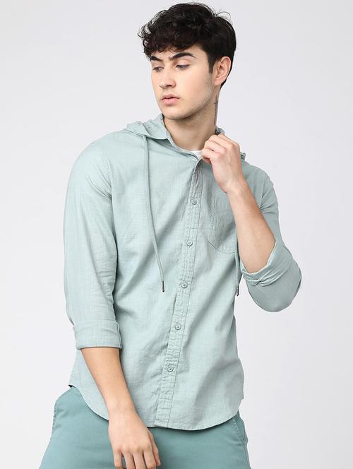 women hooded solid casual shirt - 21487652 - Very Small Image - 1