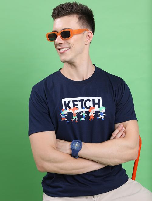 men round neck front print t-shirt - 21487922 - Very Small Image - 1