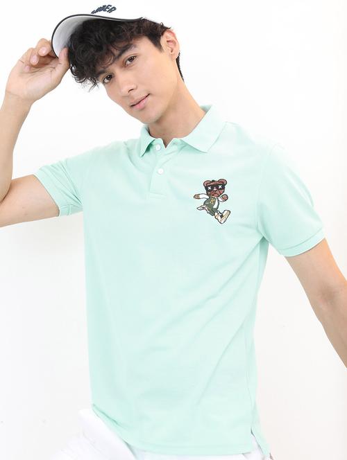 men polo neck placement printed t-shirt - 21488018 - Very Small Image - 1