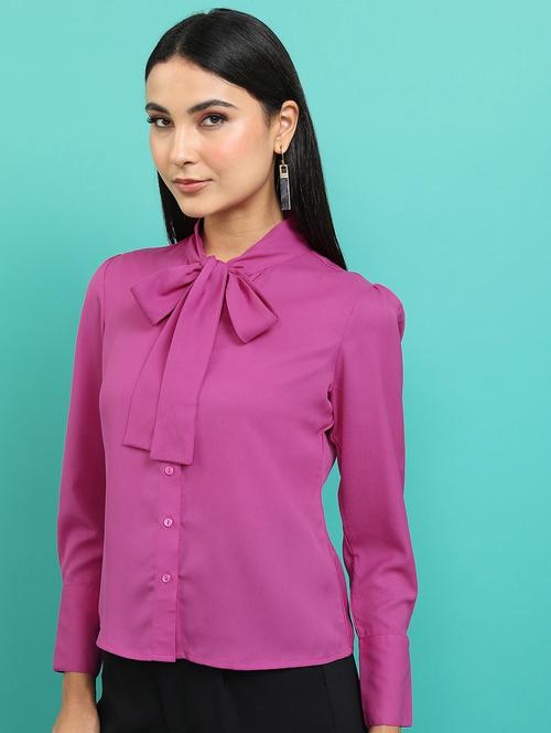 women purple cotton blend regular shirt - 21488072 - Very Small Image - 1