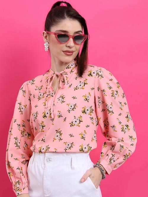 women coral cotton blend regular top - 21488078 - Very Small Image - 1