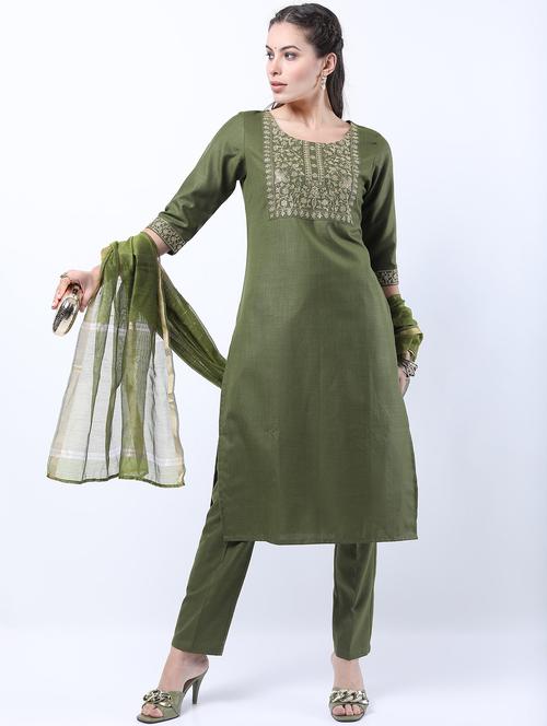 women green kurta pant set with dupatta - 21488394 - Very Small Image - 1