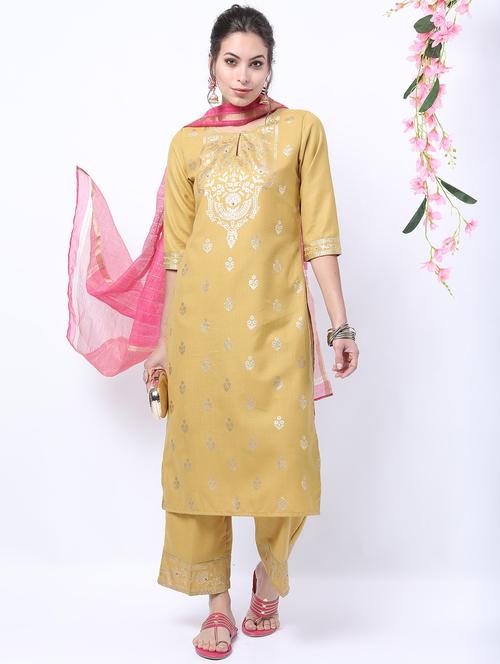 women yellow kurta pant set with dupatta - 21488404 - Very Small Image - 1