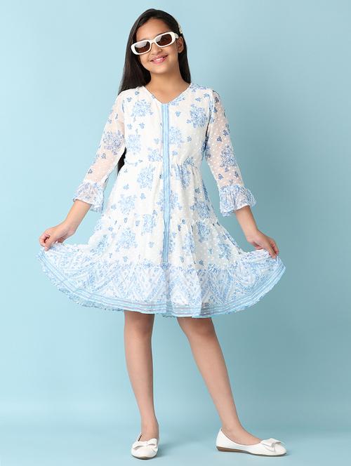girls white self-designed tiered dress  - 21490193 - Very Small Image - 1
