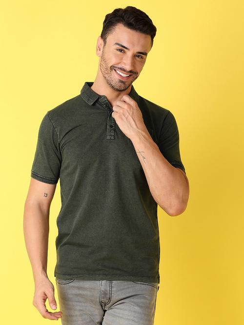 men polo neck solid short sleeve t-shirt - 21490490 - Very Small Image - 1