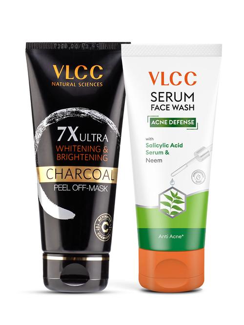 charcoal peel off mask 7x ultra whitening & brightening & acne defense serum facewash - 21491336 - Very Small Image - 1