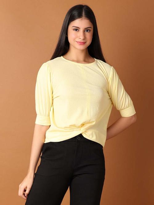 women solid puff sleeves regular top - 21491388 - Very Small Image - 1