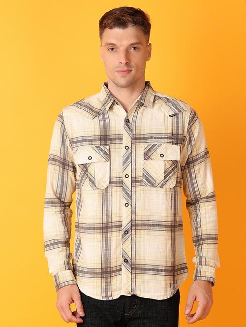men yellow cotton casual shirt - 21491907 - Very Small Image - 1