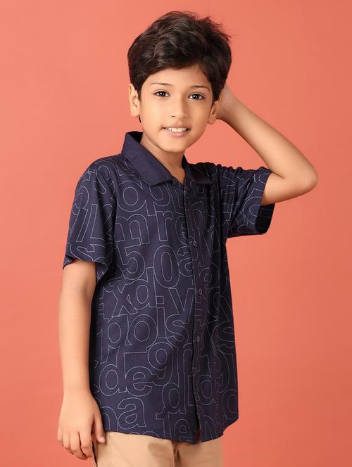boys typography short sleeve casual shirt - 21492375 - Very Small Image - 1