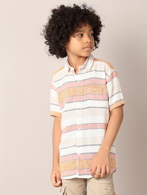 boys striped printed collared shirt - 21492732 - Very Small Image - 1