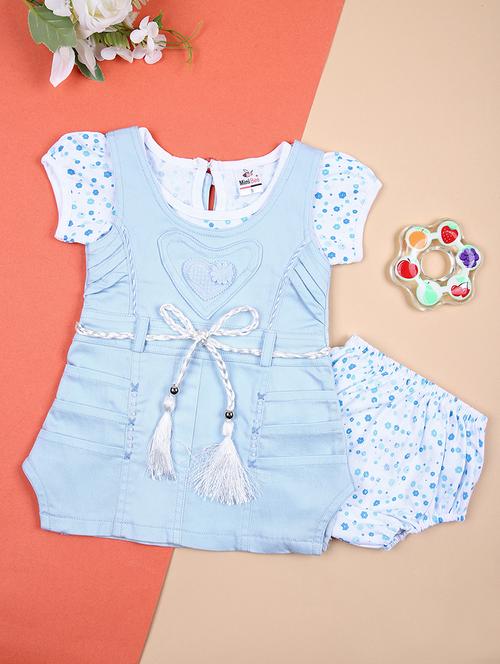 girls printed dungaree set with bloomer - 21493112 - Very Small Image - 1
