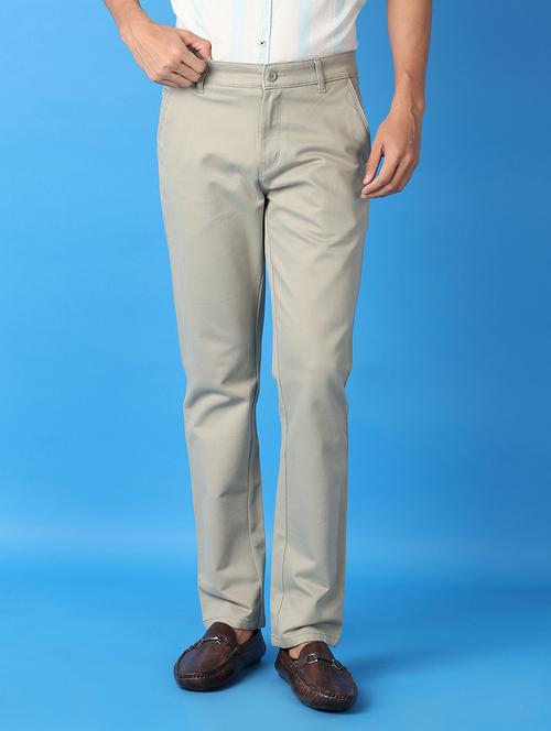 men solids flat front chinos trousers - 21493148 - Very Small Image - 1