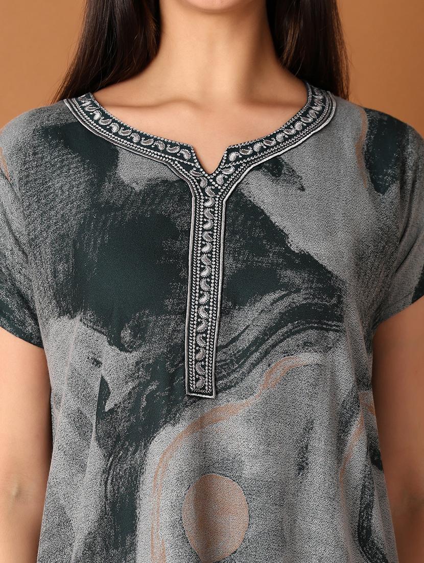 women printed short sleeves nighty - 21493283 - Standard Image - 5