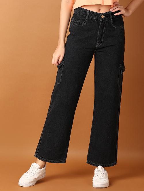 women solid mid rise cargo - 21493506 - Very Small Image - 1