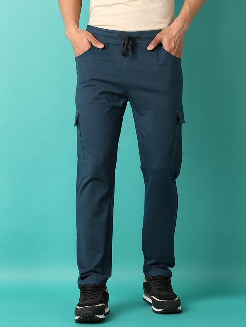 men teal solid full length track pant - 21493684 - Very Small Image - 1