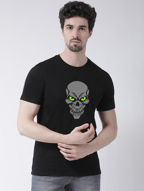 men black cotton front print t-shirt - 21493927 - Very Small Image - 1