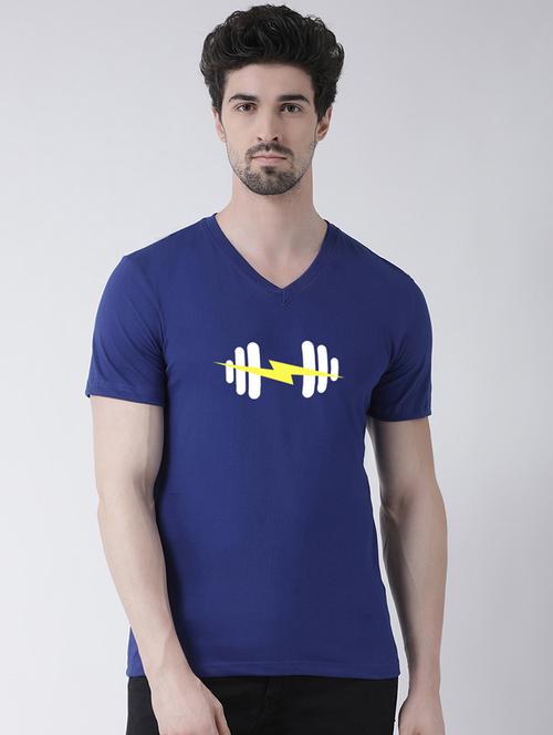 men blue cotton chest print t-shirt - 21493930 - Very Small Image - 1
