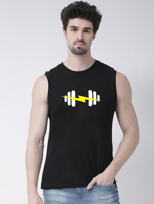 men round neck chest print sleeveless t-shirt - 21493932 - Very Small Image - 1