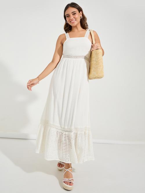 women white cotton fit & flare dress - 21494333 - Very Small Image - 1
