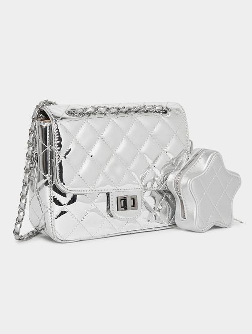 women silver pu handbag - 21494366 - Very Small Image - 1
