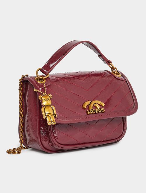 women burgundy pu handbag - 21494380 - Very Small Image - 1