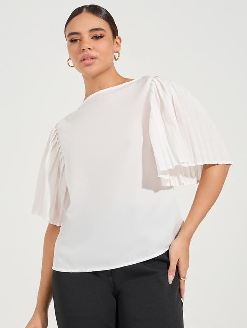 women white polyester bregular top - 21494409 - Very Small Image - 1