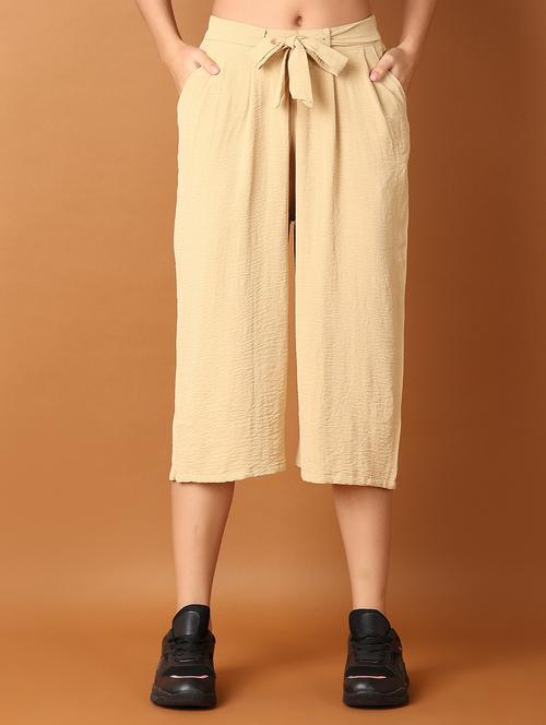 women beige solid capri - 21494520 - Very Small Image - 1