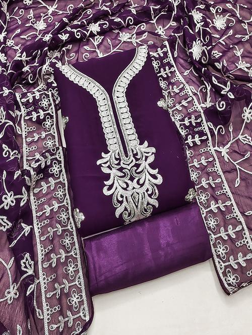 women embroidered unstitched suit set - 21494609 - Very Small Image - 1