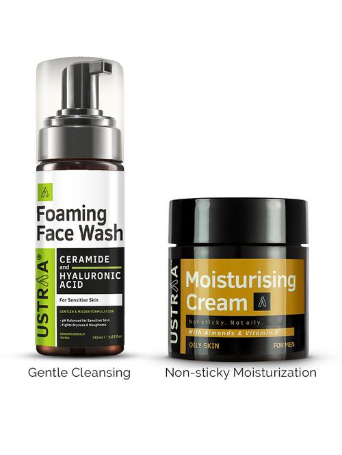 pack of 2 foaming face wash for sensitive skin & moisturising cream for oily skin - 21494661 - Very Small Image - 1