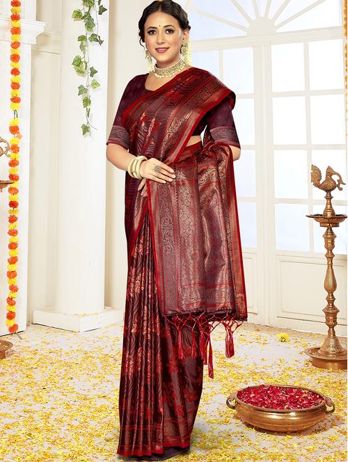women self design banarasi saree with blouse - 21494728 - Very Small Image - 1
