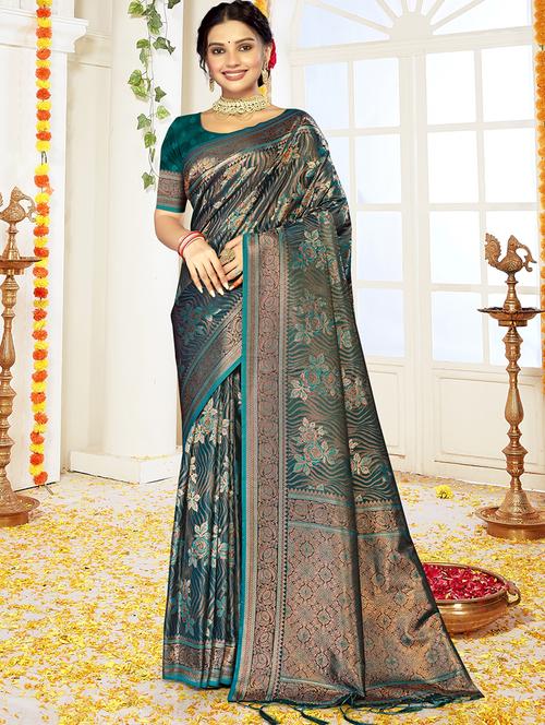 women self design banarasi saree with blouse - 21494757 - Very Small Image - 1