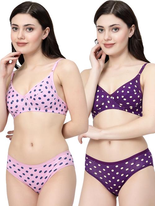 women printed pack of 2 bra and panty set - 21495127 - Very Small Image - 1