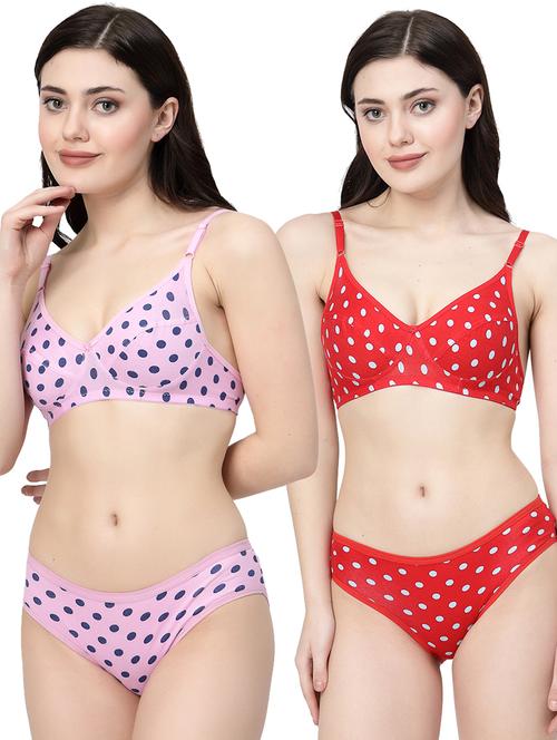 women printed pack of 2 bra and panty set - 21495128 - Very Small Image - 1
