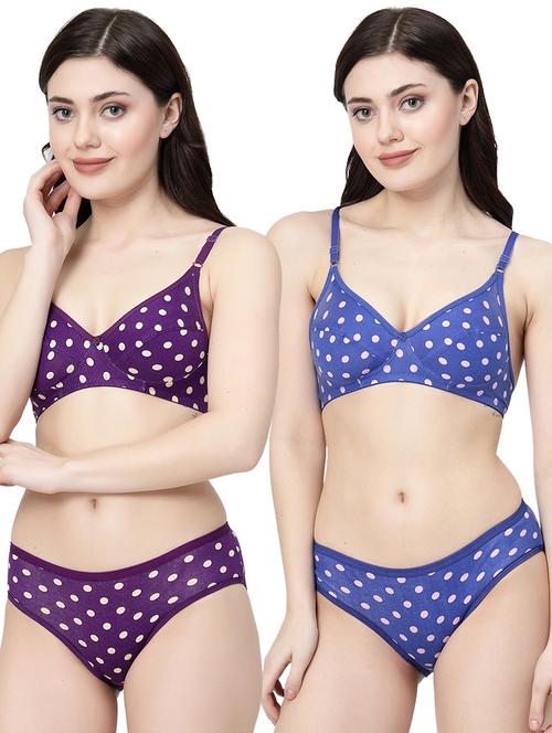 women printed pack of 2 bra and panty set - 21495134 - Very Small Image - 1