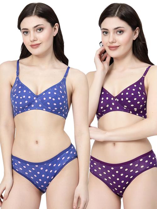 women printed pack of 2 bra and panty set - 21495143 - Very Small Image - 1