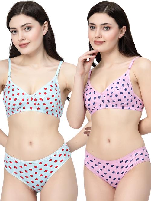women printed pack of 2 bra and panty set - 21495147 - Very Small Image - 1