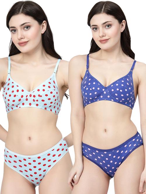 women printed pack of 2 bra and panty set - 21495150 - Very Small Image - 1