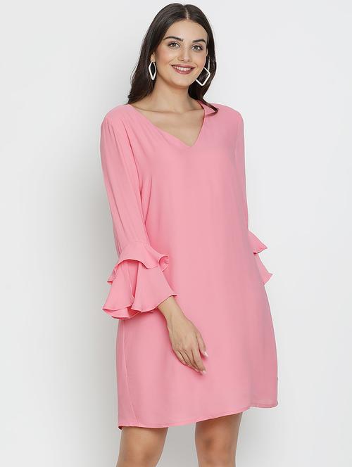 women pink polyester a-line dress - 21496484 - Very Small Image - 1