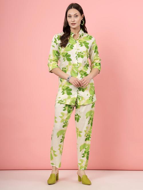 women white rayon shirt and trouser co-ord set - 21496569 - Very Small Image - 1